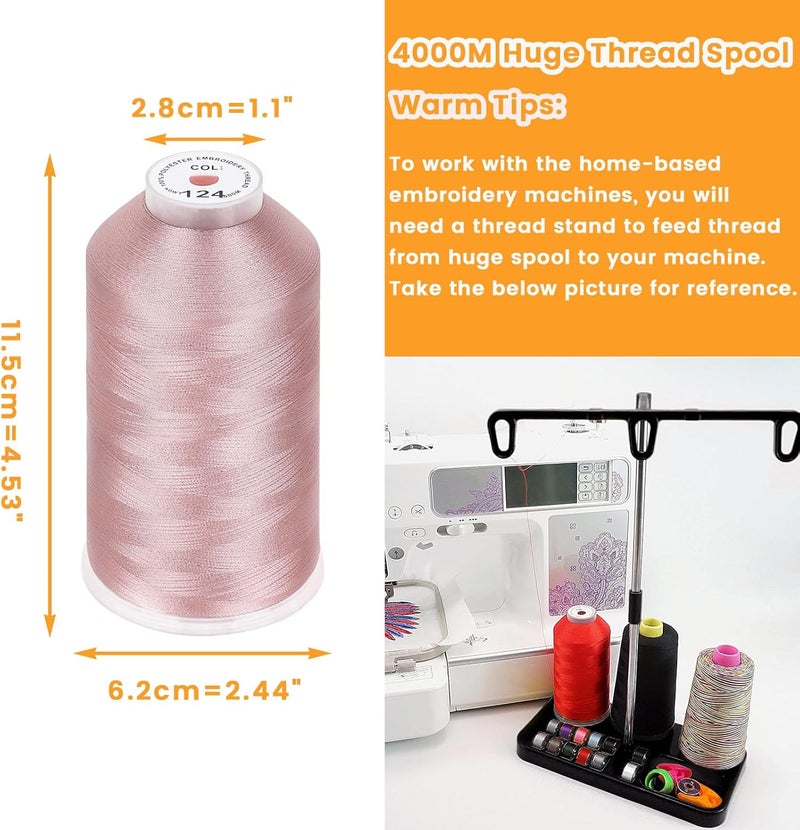 New brothread - Single Huge Spool 4000M Each Polyester Embroidery Machine Thread 40WT for Commercial and Domestic Machines - Flesh Pink - Image 2